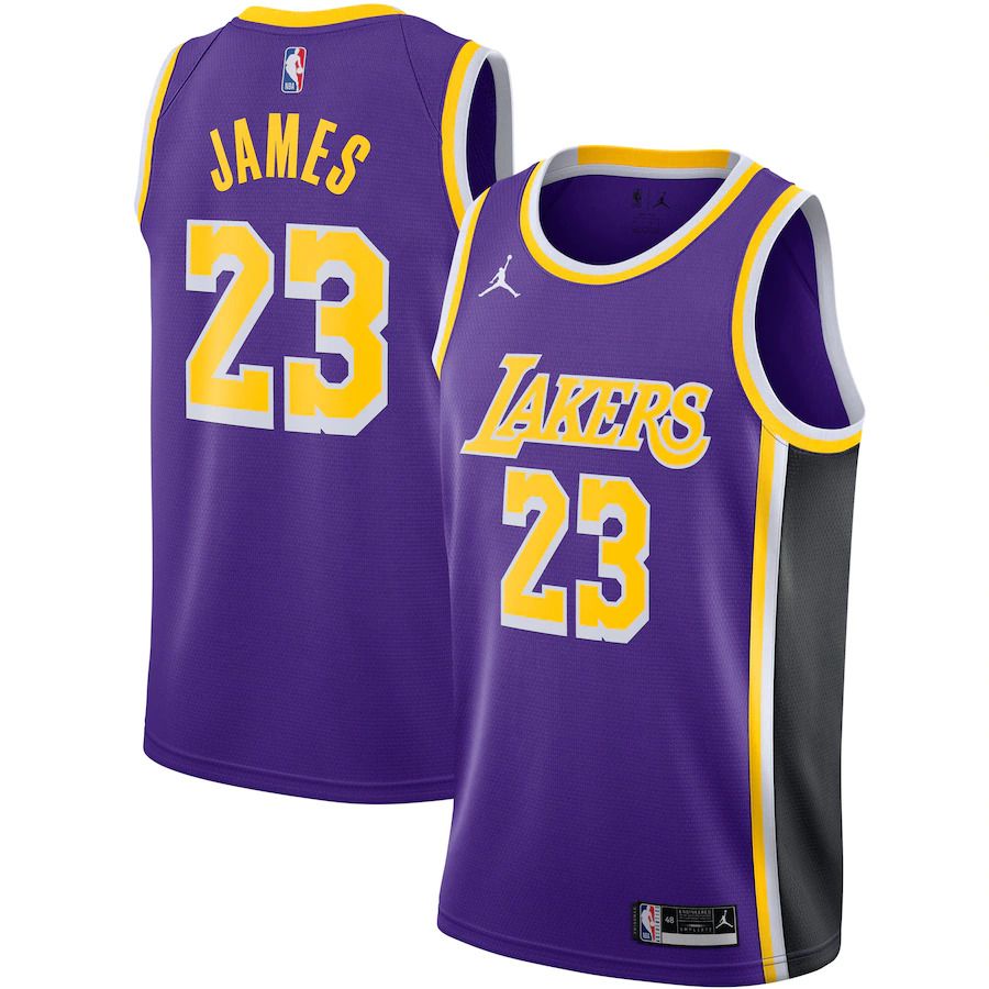 Men Los Angeles Lakers #23 LeBron James Jordan Brand Purple Swingman NBA Jersey->los angeles lakers->NBA Jersey